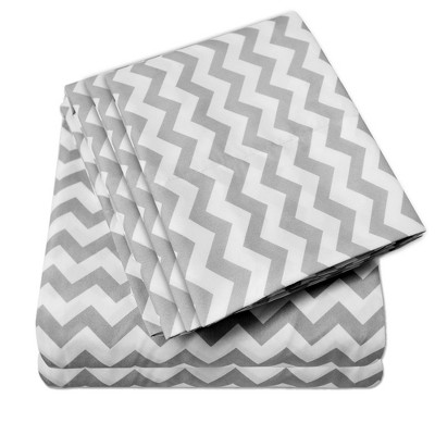 6 Piece Chevron Printed Gray Sheet Set, Deluxe Ultra Soft 1500 Series, Double Brushed Microfiber by Sweet Home Collection®