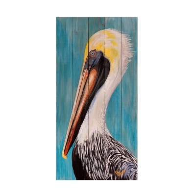 K.C. Grapes 'Pelican On Wood Pickets' Canvas Art