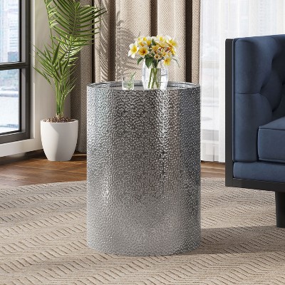 GDFStudio Geyer Modern Hammered Iron Round Accent Table