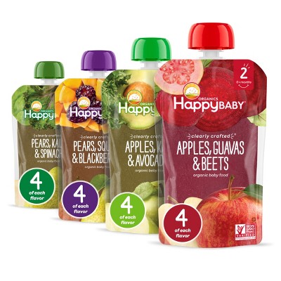 Happy Baby Organics Clearly Crafted Stage 2 Fruit & Veggie Baby Meal Variety Pack - 16ct/64oz