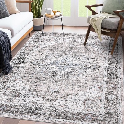 Vintage Area Rug for Living Room, Distressed, Washable, Non-Slip, Ultra-Thin, Soft, Large Area Rug for Bedroom, Dining Room.