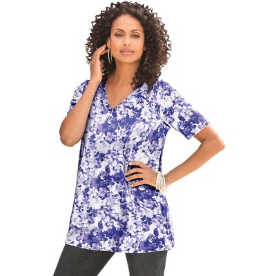 Roaman's Plus Size Cotton Ultimate V-Neck Tee