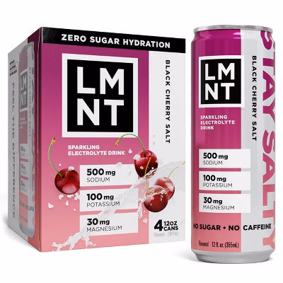 LMNT Zero Sugar Black Cherry Sparkling Electrolyte Drink - 4pk/12 fl oz Cans