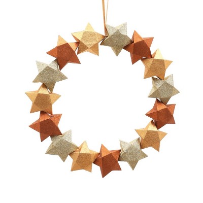 TopComfy Decorative Object Handcrafted Holiday Paper Blossom Wreath Multicolor Design for Home Decor, Brown, 18.11"*18.11"*1.77"