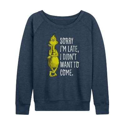 Women's - Dr. Seuss -  Lightweight French Terry Wide Neck Long Sleeve Graphic Shirt