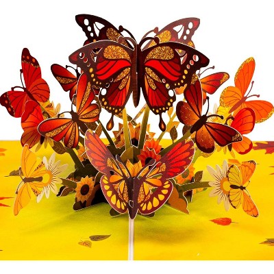 Paper Love 3D Pop-Up Greeting Card, Fall Butterflies, for Fall, Thanksgiving, All Occasions - 5" x 7" Cover with Note Tag