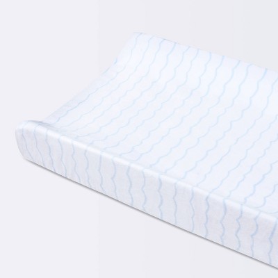 Plush Changing Pad Cover Sea Stripe - White/Blue - Cloud Island™