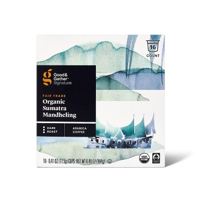 Signature Organic Sumatra Mandheling Dark Roast Coffee - 16ct Single Serve Pods - Good & Gather™