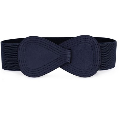 INSPIRE CHIC Women's Interlock 8-shaped Faux Leather Buckle Elastic Belt 1 Pc