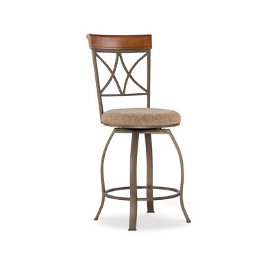 24" Carter Upholstery Swivel Counter Height Barstool Tan/Cherry - Powell Company