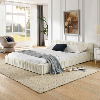 Queen Size Upholstered Platform Bed with Headboard for Bedroom