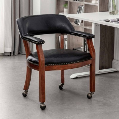 Breighton Home Take a Seat Dillon Armchair with Wheels in Black Vegan Leather