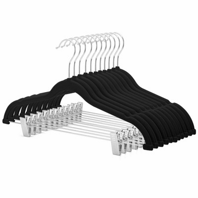 HOUSE DAY Velvet Skirt & Pant Hangers with Adjustable Clips Black 24 Pack