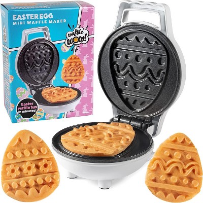 Waffle Wow Mini Egg Waffle Maker - Make Double Sided Waffles w 2 Different Designs, Ready to Decorate & Frost, Fun for Kids, Children & Adults