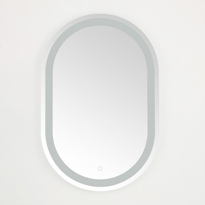 Crosby 24" Aluminum LED Oval Mirror - LMR1002 - Silver/White - Safavieh
