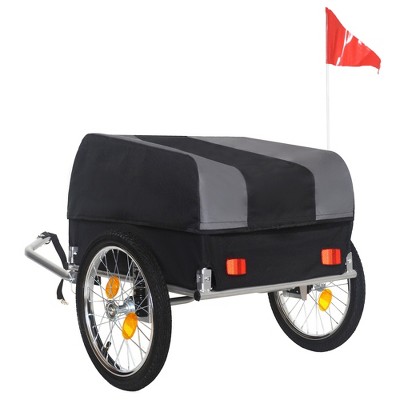 NAYSAYE Wagon Heavy Duty Bike Cargo Trailer with Waterproof Cover for Outdoor Transport, Black, 50.79"*25.98"*24.02"
