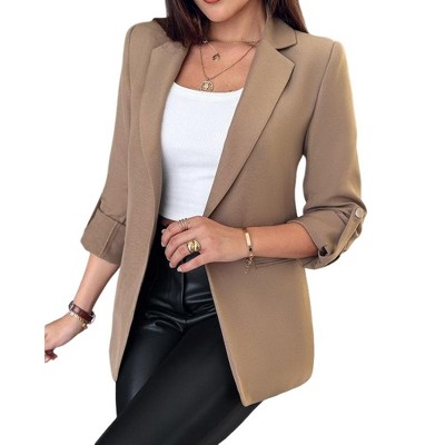 Garvee Womens Casual Blazers Open Front Long Sleeve Work Office Suit Jackets Blazer