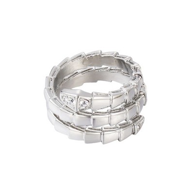 Adornia Silver Plated Snake Double Wrap Ring