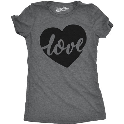Womens Love Script Heart Cute Relationship T shirt for Ladies - Crazy Dog Women's T Shirt for Valentines Gift