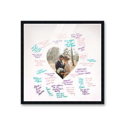 PosterPalooza | Autograph Black Wood Frame with Heart White Mat, Full-Color Pen Set - 3 Sizes for Events
