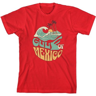 Gulf of Mexico Wave Text Youth Crew Neck Short Sleeve Tee