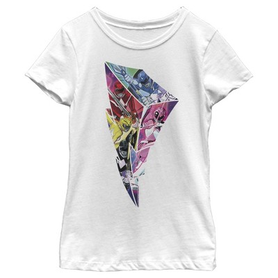 Girl's Power Rangers Lightning Bolt Pattern T-Shirt
