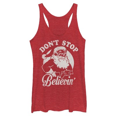 Women's Lost Gods Christmas Santa Don't Stop Believing Racerback Tank Top