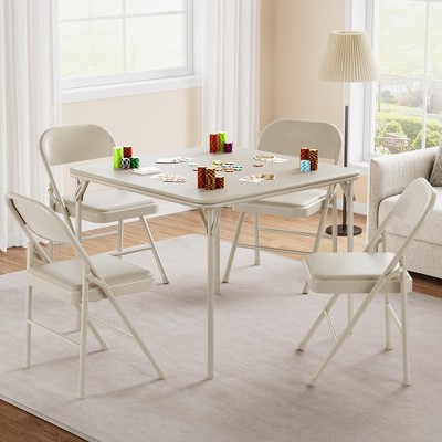 Folding Table, 33.6 Inch Folding Card Table, Portable Square Folding Table with PU Soft Cushion,  Metal Foldable Table Suitable (No Chair)