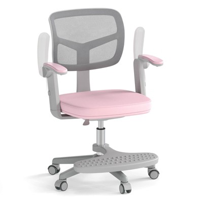 Costway Kids Desk Chair Children Study Chair with Adjustable Height, Armrest & Footrest Purple/Pink/Green/Gray/Blue