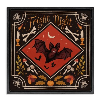 Stupell Industries Fright Night Bat & Botanicals Floating Frame Canvas Art