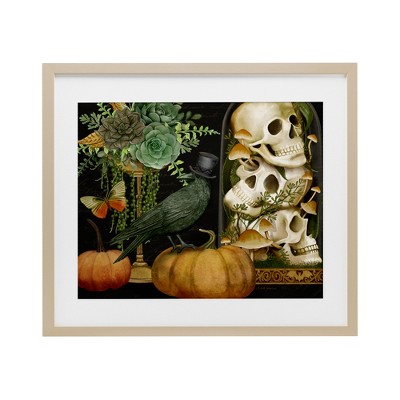Stupell Industries Crow & Skulls Academia Framed Print Under Glass Art