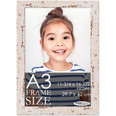 PosterPalooza | Photo Size Shabby Chic White Picture Frame - UV Acrylic, Foam Board Backing, Hanging Hardware