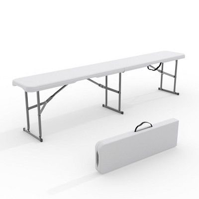 Portable Folding Bench 6 Foot, Plastic Foldable Bench HDPE BenchTop with Carrying Handle for Outdoor Picnic Camping Party Sports Activities