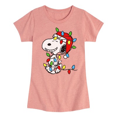 Girls' - Peanuts - Holiday Cheer Fitted Short Sleeve Graphic T-Shirt