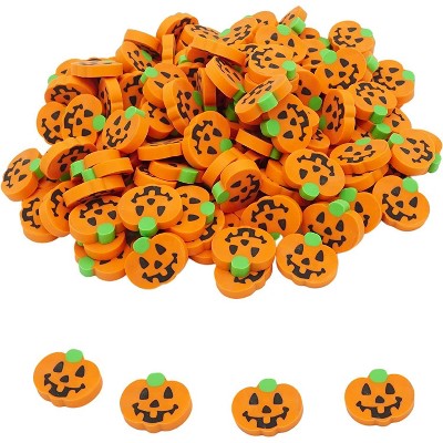 4E's Novelty Mini Pumpkin Erasers Bulk 144 pcs – Fall Halloween Erasers for Kids, Non Candy Trick or Treat Classroom Rewards, Party Favors & Prizes