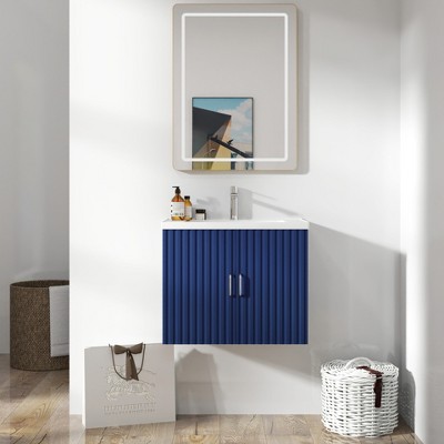Andmakers 17.72 in. W x 23.62 in. D x 18.7 in. H Single Sink Bath Vanity with Pulls with White Ceramic Top