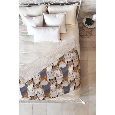 Avenie Cat Portraits Fleece Blanket - Deny Designs