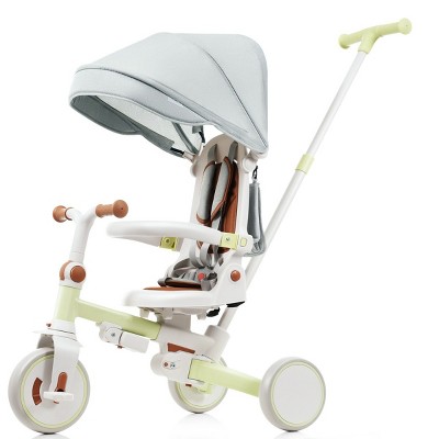 7 in 1 Baby Tricycle,Foldable Toddler Tricycle with Removable and Adjustable Parent Handle,Toddler Push Bike with Removable Pedal-3irtyhousy