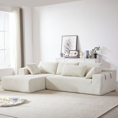 108" Modern Chenille Modular L-Shaped Sectional Sofa with Left Chaise and 6 Pillows, No Assembly Required