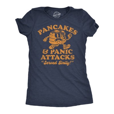 Womens Funny T Shirts Pancakes and Panic Attacks Sarcastic Graphic Novelty Tee for Ladies - Crazy Dog Women's T Shirt For Foodies