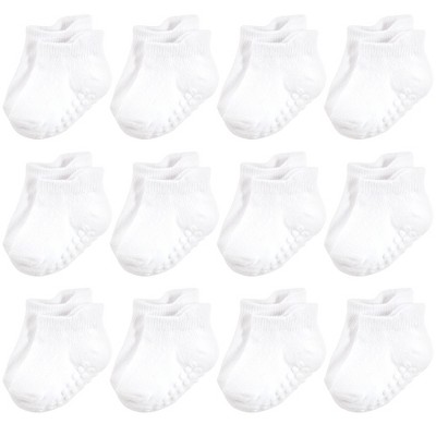 Hudson Baby Unisex Baby Non-Skid No-Show Socks, White