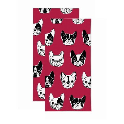 2pk Dog Print Kitchen Towels - MU Kitchen: Soft Cotton, Absorbent, Modern Animal Prints, Machine Washable