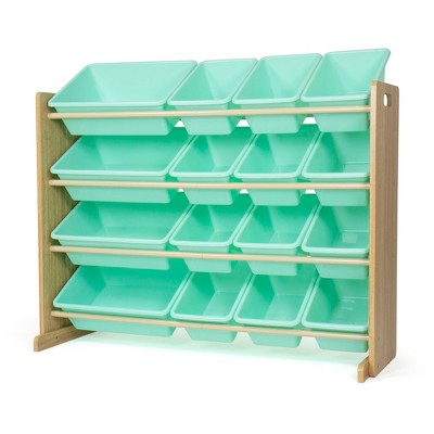 Humble Crew Kids' Toy Organizer with 16 Storage Bins Natural/Mint