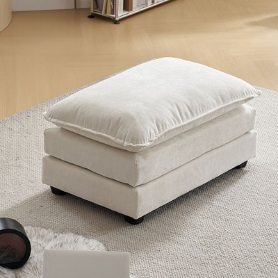 Karl Home 35.4'' Double Cushion Blue Chenille Ottoman
