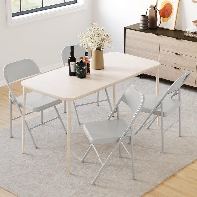 Acekool Grey All-Steel Folding Chairs, Heavy Duty Metal Frame, Holds Up to 350 lbs, Portable for Home or Events