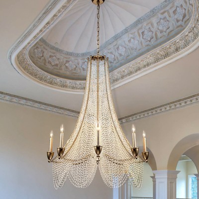 LLHZSY 8-Light Vintage Antique Gold Crystal Large Empire Chandelier