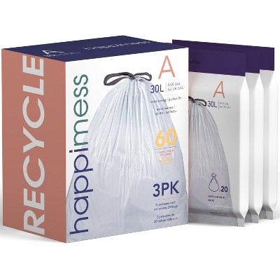 Drawstring Trash Can Liner (60-Count, 3-Packs of 20 Liners) - happimess