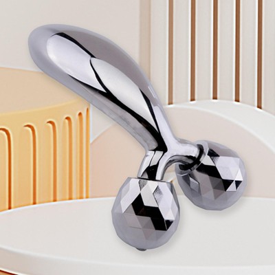 Evo Bytes Skinsculpt Massaging Beauty Roller Tool 3D Face Roller Metal Facial Massager - Silver