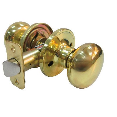 Faultless Mushroom Polished Brass Passage Door Knob Right Handed