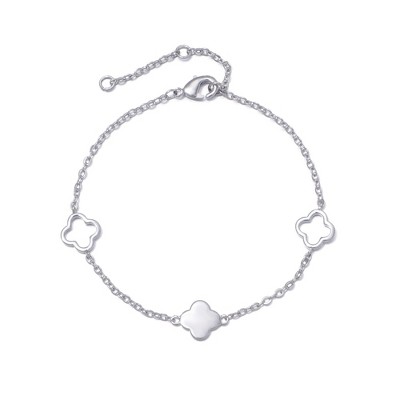 Adornia Silver Plated Clover Station Bracelet